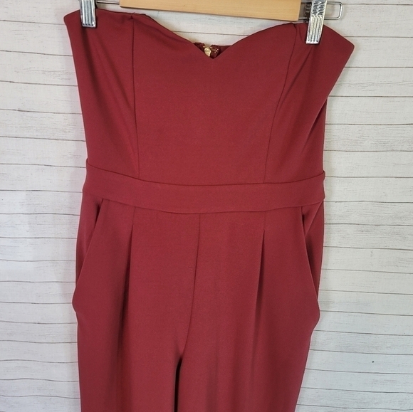 EXPRESS SWEETHEART NECKLINE STRAPLESS JUMPSUIT w POCKETS IN MAUVE PINK, SZ 2 - Picture 4 of 12